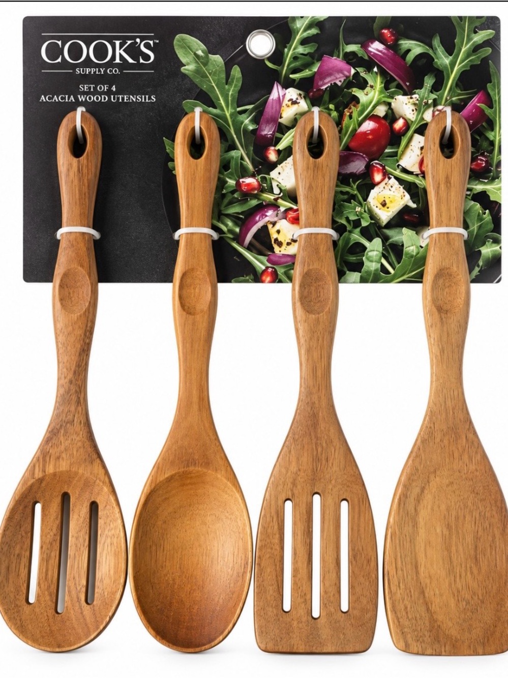 Acacia Wood Utensil Set - Natural Brown (4-Piece)